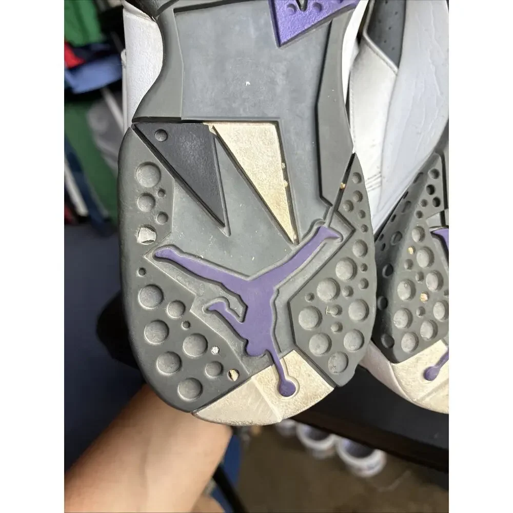 JORDAN AIR JORDAN 7 RETRO FLINT WHITE GRAY PURPLE CU9307 100 Size 8.5 Fast Ship